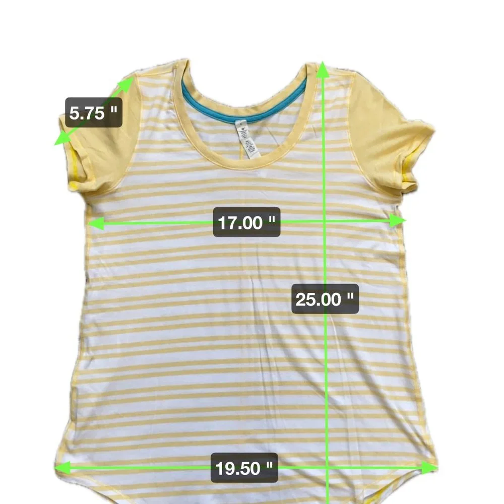 Lululemon Serene Short Sleeve Tee Yellow & White Stripe Women’s Size 6